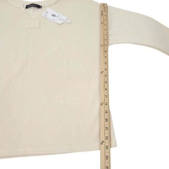 Cream Pullover Top Sweater Women XL NWT Cuffed Long Sleeve Casual Knit Merokeet - Picture 7 of 13